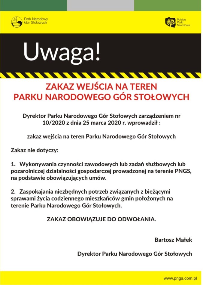 tablica awaryjna zamkniecie parku